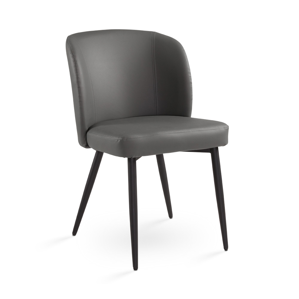 Fortina Dining Chair: Grey Leatherette with Black Legs